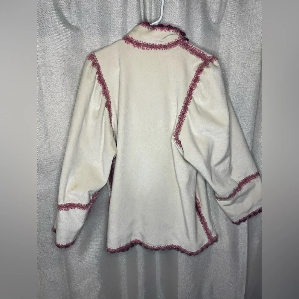 Reversable Bohemian ￼Velvet Burgundy & Off White 2 Tone Women's Jacket sz L-XL  - Picture 7 of 13